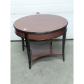 Cherry 36 in. Round Side / End / Coffee Table w Black Trim